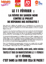 Tract de l'intersyndicale DGFiP : Le 11 février : la fièvre du samedi noir contre le projet de réformes des retraites ! 